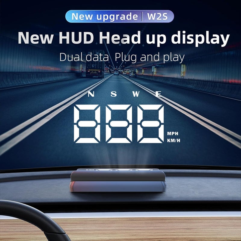 wiiiw Heads up Display for Cars,Speedometer for Car W2S(White),Digital Speedometer for Car with Overspeed Alarm,Automatic Brightness Adjustment,LED Large Font,Plug and Play,Speedometer Suitable for All Cars - Image 2